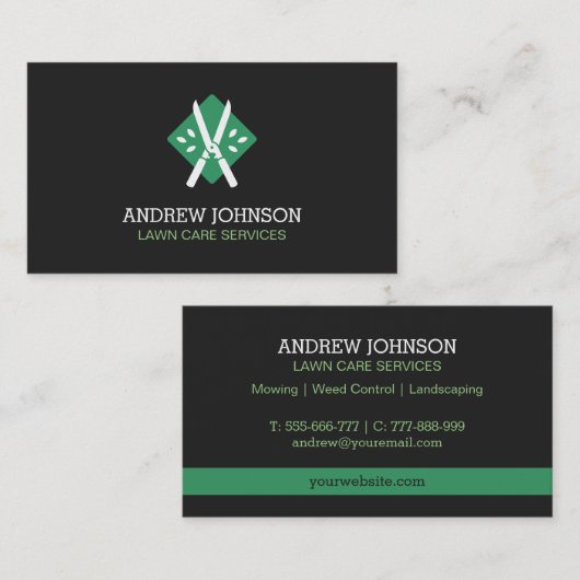 ヘッジシ離れャーズのロゴ芝刈り名刺 名刺 (正面/裏面)