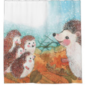 ヘッジホグイラストレーション シャワーカーテン (正面)