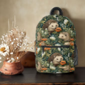 ヘッジホグスインザガーデンビクトリアンヴィンテージスタイル プリントバックパック