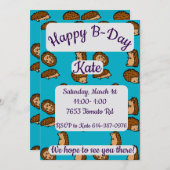 ヘッジホグハッピーバースデー 招待状 (正面/裏面)