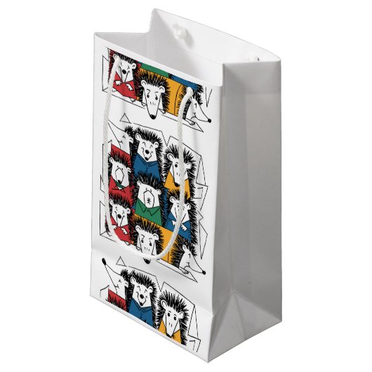 ヘッジホッおもしろいグ抽象芸術パターン スモールペーパーバッグ (正面アングル)