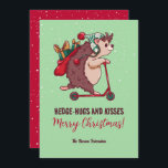 ヘッジホッグおもしろいウィンターホリデーメリークリスマス シーズンカード<br><div class="desc">あなたの休日のお祝いのためのおもしろいパンスと可愛い動物の漫画。文字カスタマイズと背景の色を大事な行事に合わせて調整できる。動物素晴らしを愛す子供たち子供へ。</div>