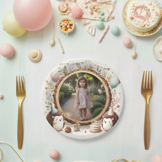 ヘッジホッグのフォトフレーム子供への誕生日パーティー ペーパープレート