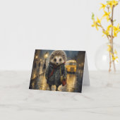 ヘッジホッグの霧の水の色デザイン カード (黄色い花)