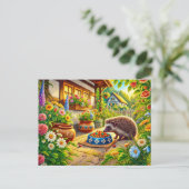 ヘッジホッグアットキャットフードオンテラス ポストカード (スタンド正面)