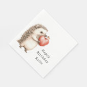 ヘッジホッグアップルハート誕生日 スタンダードランチョンナプキン (角)