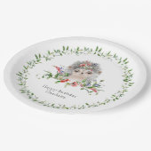 ヘッジホッグウォータカラーフローラパーソナライズされた紙プラット ペーパープレート (アングル)