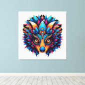 ヘッジホッグカラフルアポップ・アートのート キャンバスプリント (インサイチュ (ウッドフロア))