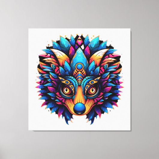 ヘッジホッグカラフルアポップ・アートのート キャンバスプリント (正面)