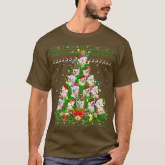 ヘッジホッグクリスマス照明ツリーサンタヘッジホグ醜いCh Tシャツ