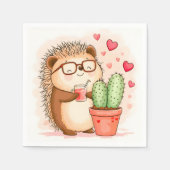ヘッジホッグサボテン応援水彩 スタンダードカクテルナプキン (正面)