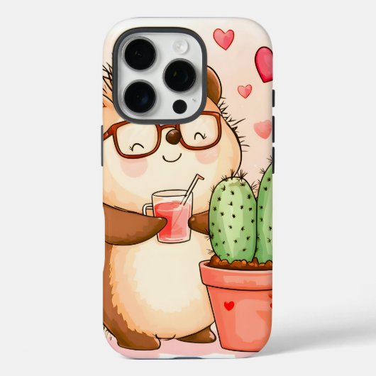ヘッジホッグサボテン応援水彩 Case-Mate iPhoneケース (裏面)