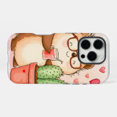 ヘッジホッグサボテン応援水彩 iPhoneケース (裏面横)