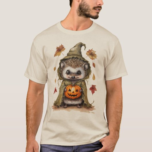 ヘッジホッグハロウィーン秋 | カボチャ&オータムL Tシャツ (正面)