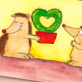 ヘッジホッグハートサボテン葉書byニコールジャネス シーズンポストカード