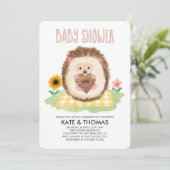 ヘッジホッグハートピクニックウッドランドベビーシャワー 招待状 (スタンド正面)