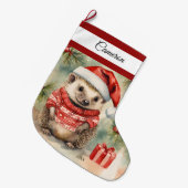 ヘッジホッグパーソナライズされたラージクリスマスストッキング ラージクリスマスストッキング (正面 (吊り時))