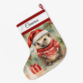 ヘッジホッグパーソナライズされたラージクリスマスストッキング ラージクリスマスストッキング (裏面 (吊り時))