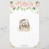 ヘッジホッグピンクフローラ赤ちゃんシャワービンゴゲーム (裏面)