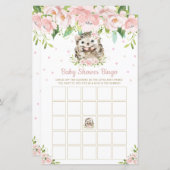 ヘッジホッグピンクフローラ赤ちゃんシャワービンゴゲーム (正面/裏面)