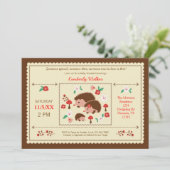 ヘッジホッグファミリーベビユニセックスーシャワー招待状 招待状 (スタンド正面)