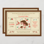 ヘッジホッグファミリーベビユニセックスーシャワー招待状 招待状 (正面/裏面)