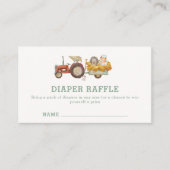 ヘッジホッグファームトラクターおむつラッフルベビーシャワー エンクロージャーカード (正面)