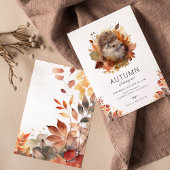 ヘッジホッグフォレストウッドランドオータム誕生日 招待状