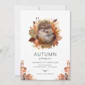 ヘッジホッグフォレストウッドランドオータム誕生日 招待状 (正面)
