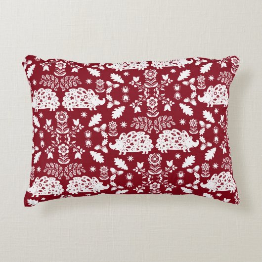 ヘッジホッグフォークアート アクセントクッション (正面)