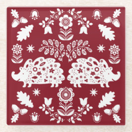 ヘッジホッグフォークアート ガラスコースター