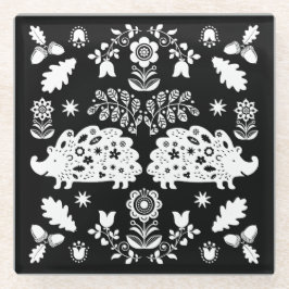 ヘッジホッグフォークアート ガラスコースター