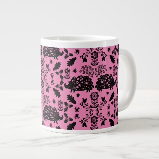 ヘッジホッグフォークアート ジャンボコーヒーマグカップ (正面右)