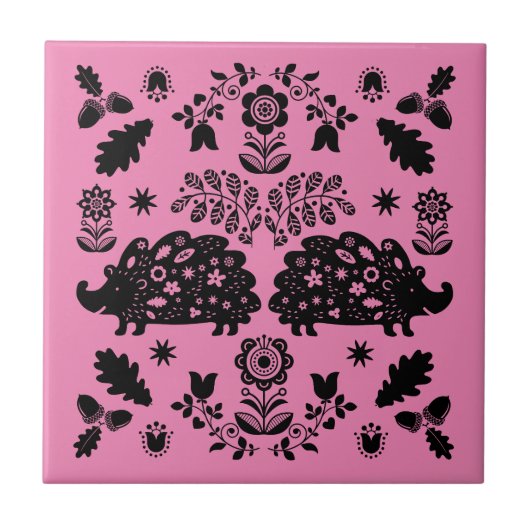 ヘッジホッグフォークアート タイル (正面)