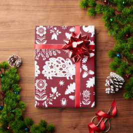 ヘッジホッグフォークアート ラッピングペーパー