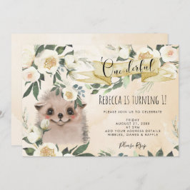 ヘッジホッグフローラオンダーフル1歳の誕生日の招待状 招待状