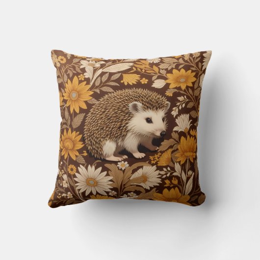 ヘッジホッグブラウンフローラウィリアムインスパイアモリス クッション (裏面)