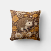 ヘッジホッグブラウンフローラウィリアムインスパイアモリス クッション (正面)