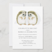 ヘッジホッグブリデスゲイ結婚カワイズパーソナライズされた 招待状 (正面)