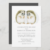 ヘッジホッグブリデスゲイ結婚カワイズパーソナライズされた 招待状 (正面/裏面)