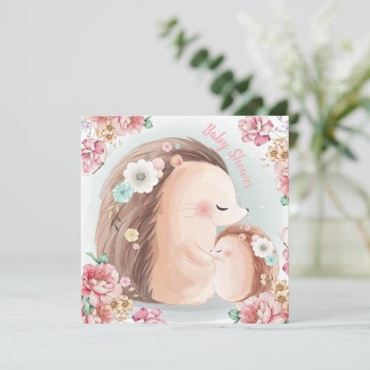 ヘッジホッグベビーシャワー招待状 シーズンカード (スタンド正面)