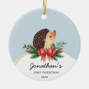 ヘッジホッグベビー初めてのクリスマスオーナメント セラミックオーナメント