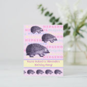 ヘッジホッグ小さな女の子の誕生日パーティーの招待状 招待状 (スタンド正面)