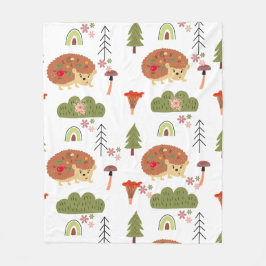 ヘッジホッグ自然フローラレインボーパターン フリースブランケット