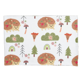 ヘッジホッグ自然フローラレインボーパターン 枕カバー