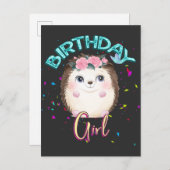 ヘッジホッグ誕生日ガールパーティー贈り物 インビテーションポストカード (正面/裏面)
