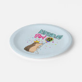 ヘッジホッグ誕生日ガールパーティー ペーパープレート (アングル)