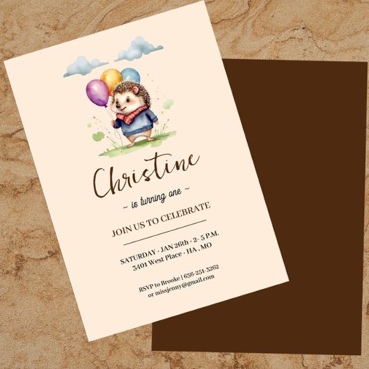 ヘッジホッグ誕生日招待状 招待状