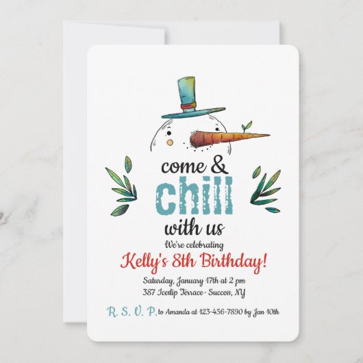 ヘッズアップ雪だるま招待状 招待状 (正面)