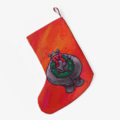 ヘッズアンドテールフェスティバルヒッポオンレッド スモールクリスマスストッキング (裏面 (吊り時))
